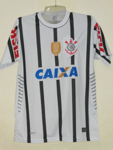 Camisa Corinthians Branca com Listras Pretas